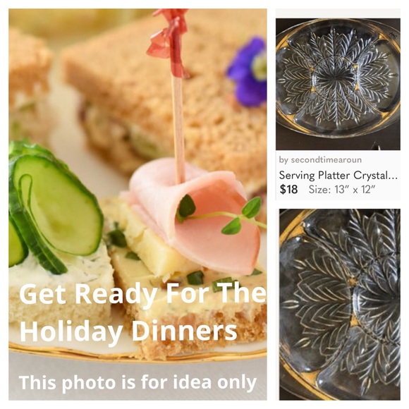 Serving Platter Crystal with Gold Trim - Picture 2 of 6